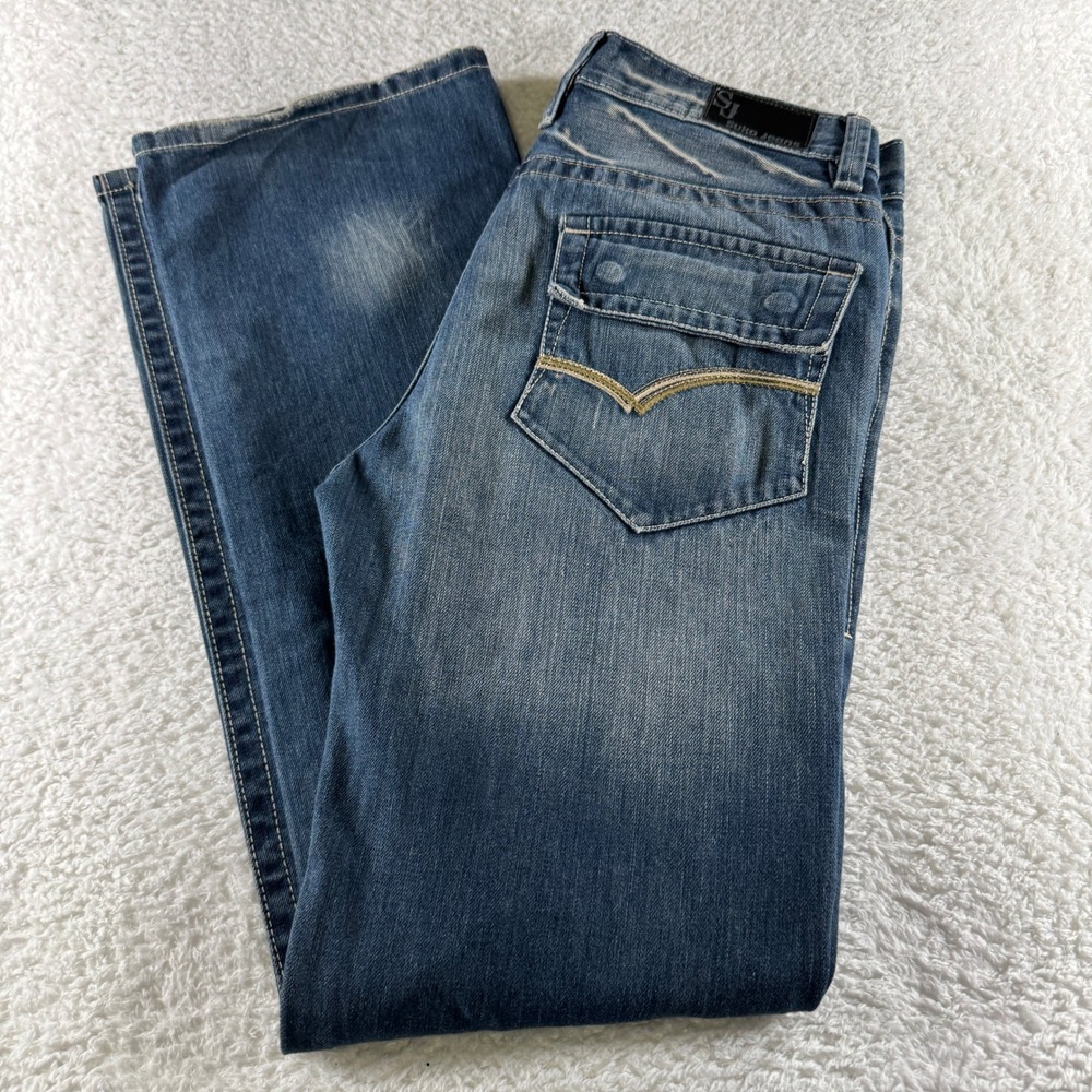 Suko Jeans Roadrunner Men's 32x34 Bootcut Medium Wash Flap Pocket Denim Clean